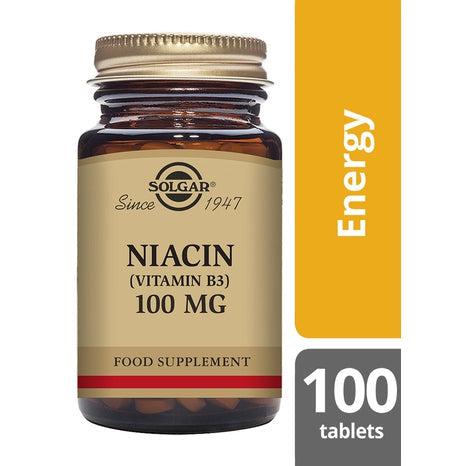 Solgar Niacin (Vitamin B3) “med flush” 100 mg, 100 tabletter-Vitaminer och kosttillskott-Solgar-Equmedic