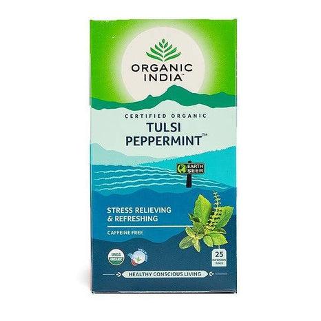 Tulsi Peppermint Te Organic India, 25 tepåsar
