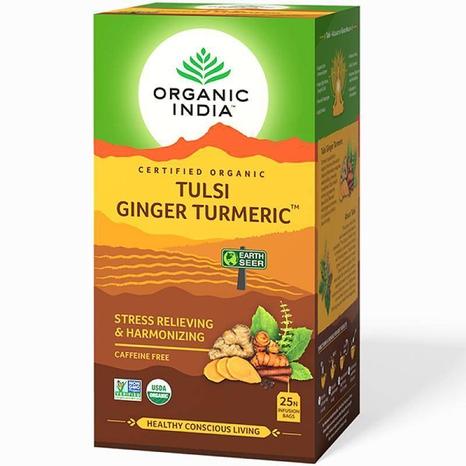 Tulsi Turmeric Ginger Te Organic India, 25 tepåsar