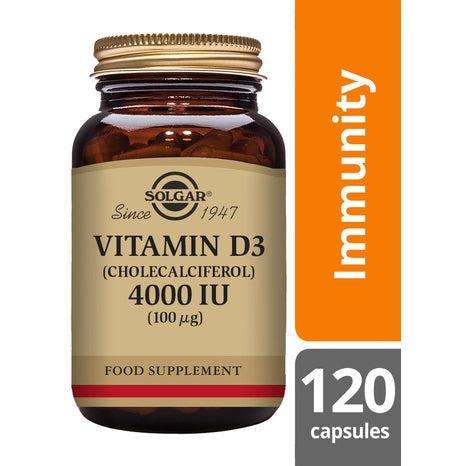 Solgar Vitamin D3 (Cholecalciferol) 4000 IU (100 µg), 120 veg. kapslar-Vitaminer och kosttillskott-Solgar-Equmedic