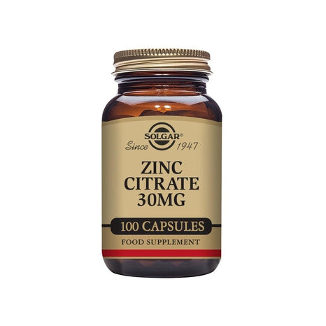 Solgar Zink Citrate 30 mg, 100 kapslar-Vitaminer och kosttillskott-Solgar-Equmedic