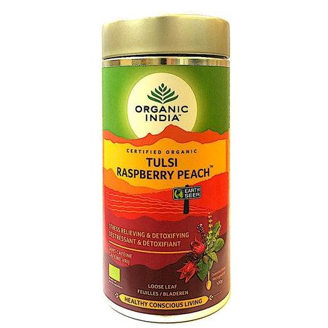 Tulsi Raspberry Peach Tea Organic India, 100g-Organic India Teer-Organic India-Equmedic